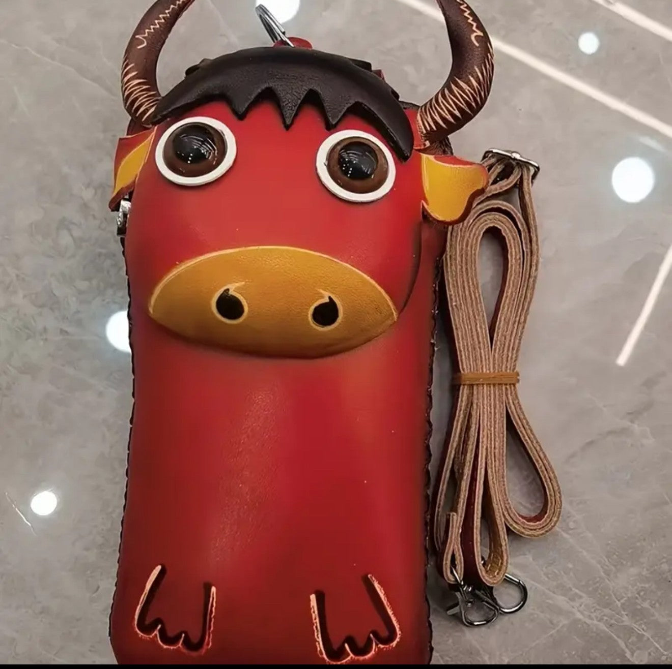 An red leather cross body bag