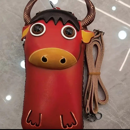 An red leather cross body bag